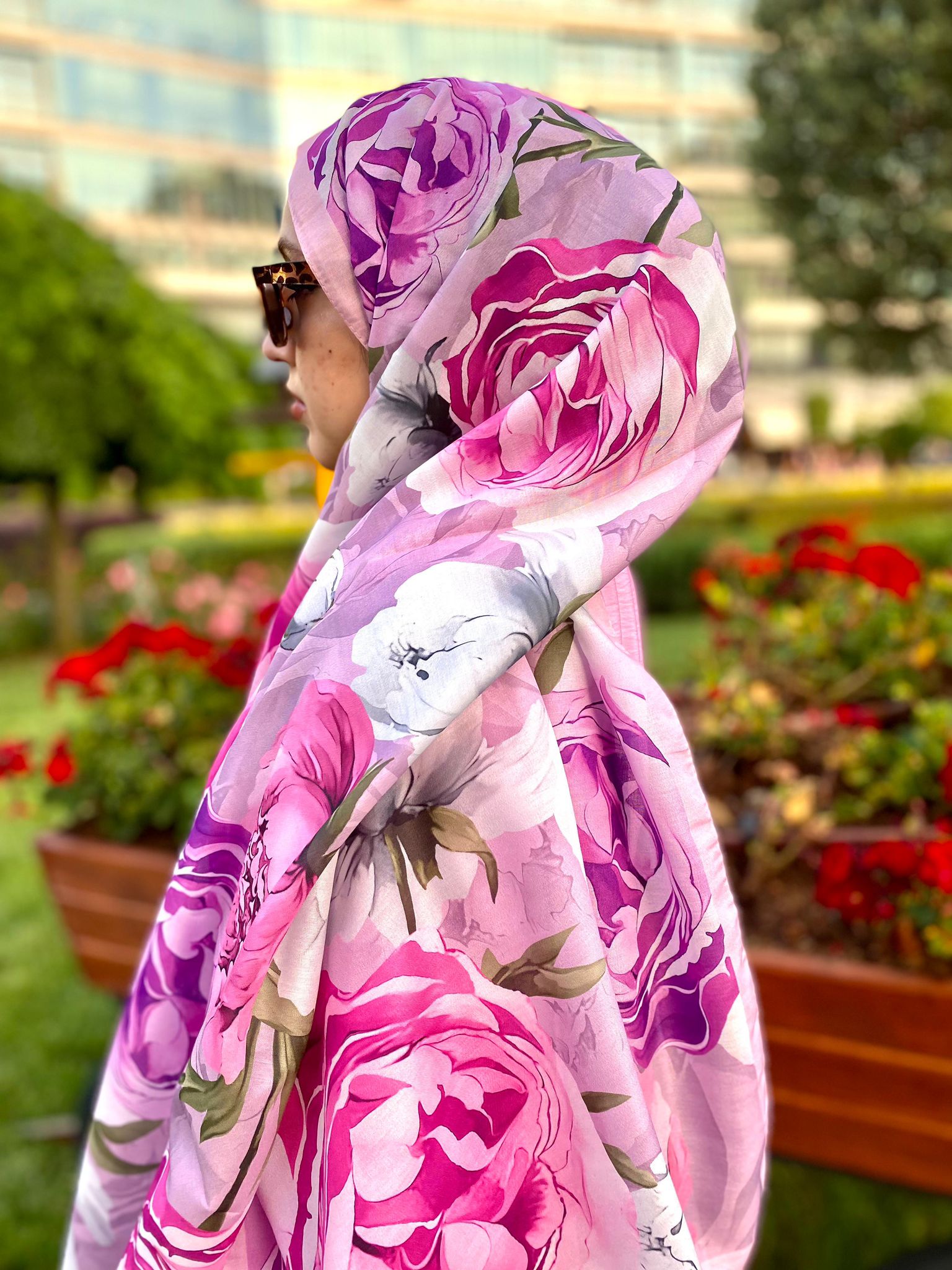 Gül Desen Pamuk Şal Pembe