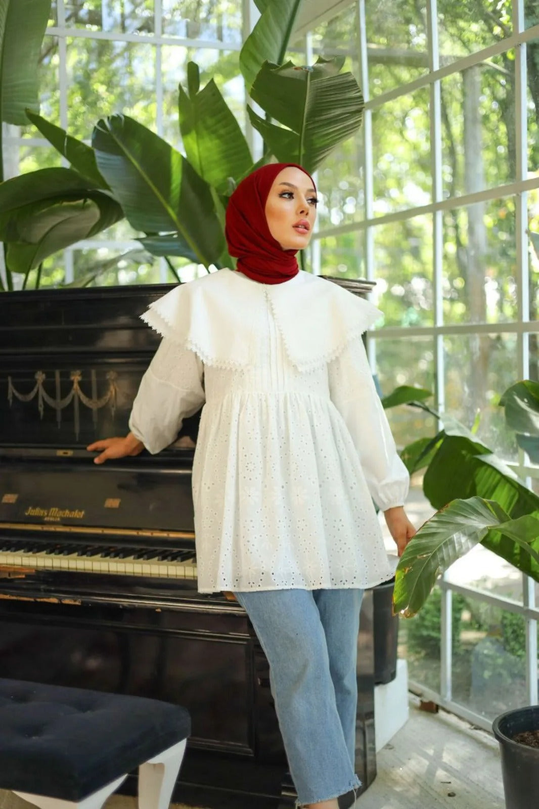 Penye Düz Bordo Şal